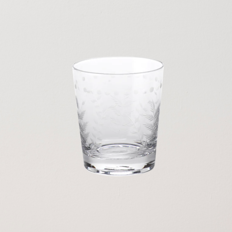 Untitled design Spring Leaves Cut Design Lowball Glass (Double Old Fashioned)