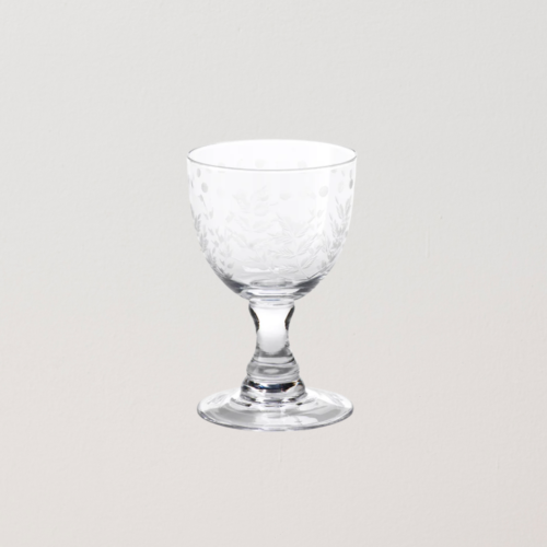 Spring Leaves Cut Design White Wine Glass